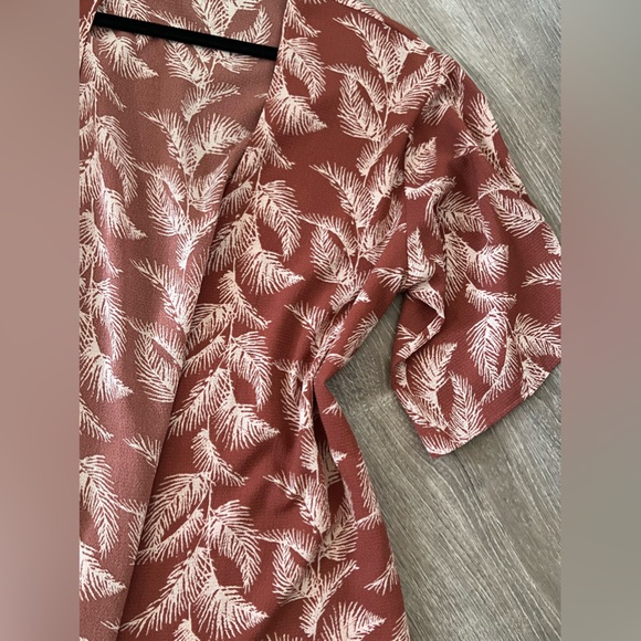 Common crush - Tropical/leaf print kimono in beautiful rust color size S - Picture 6 of 6